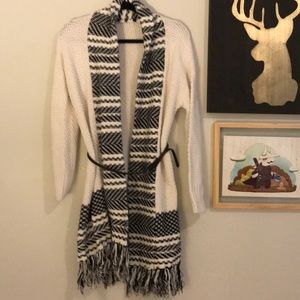 H & M fringe sweater cardigan coat